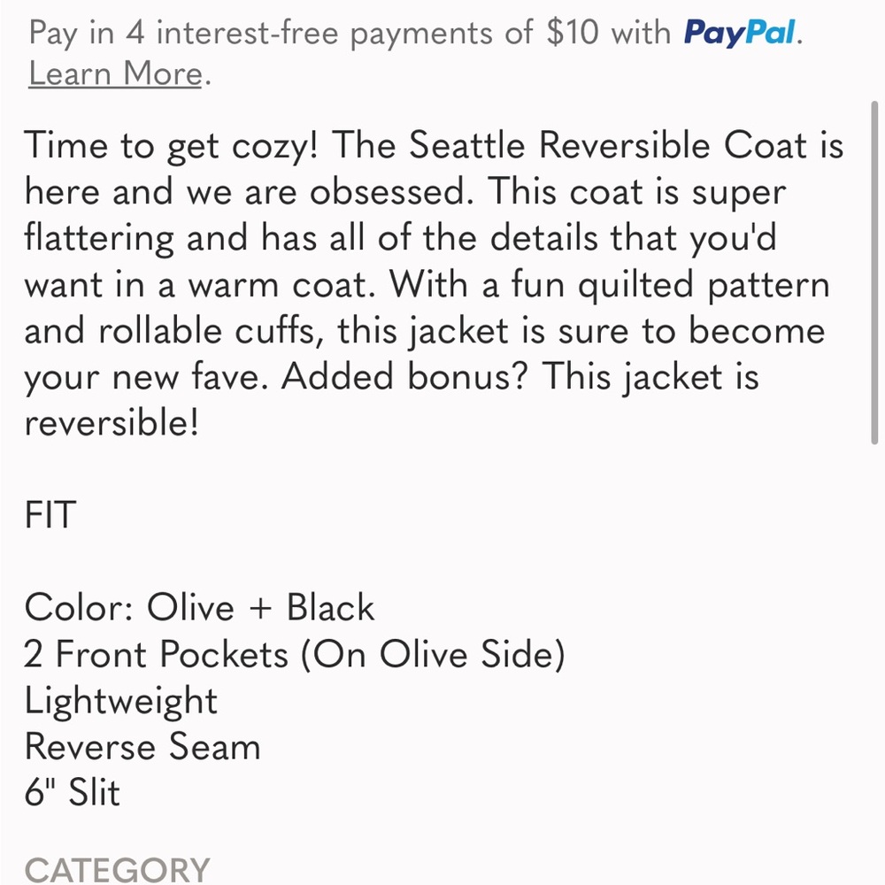 Reversible Olive Green Quilted Coat - Picture 9 of 11